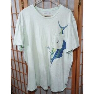 Nautica XXL Marlin Graphic T-Shirt Mint Green Classic Fit 100% Cotton